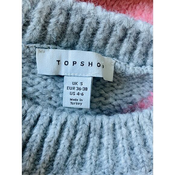 Topshop Pullover Sweater Colorblock Pink Blue Gray Small - Picture 3 of 8